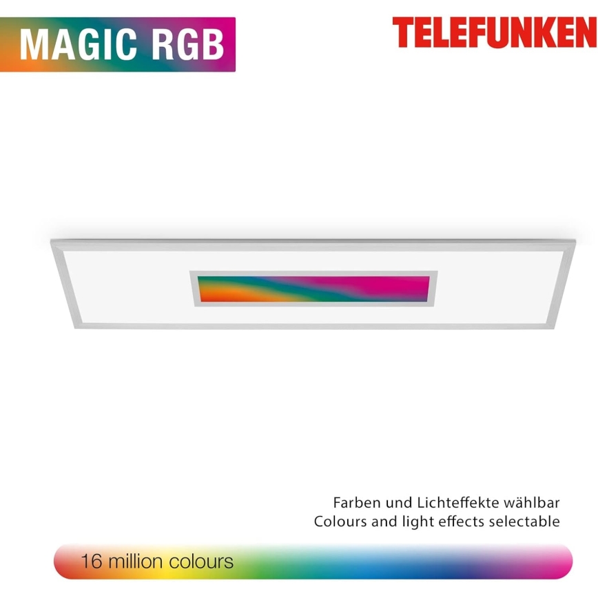 Panel LED RGBW regulable 20W/230V 3000-6500K 25x100 cm plateado + mando a distancia