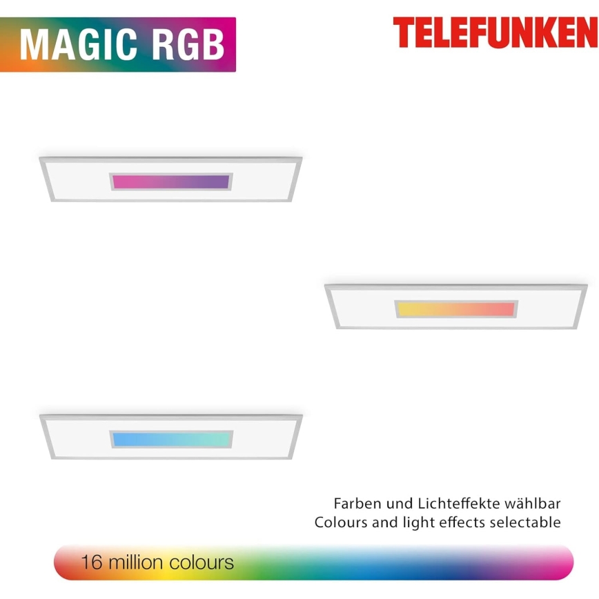 Panel LED RGBW regulable 20W/230V 3000-6500K 25x100 cm plateado + mando a distancia