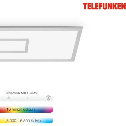 Panel LED RGBW regulable 20W/230V 3000-6500K 25x100 cm plateado + mando a distancia