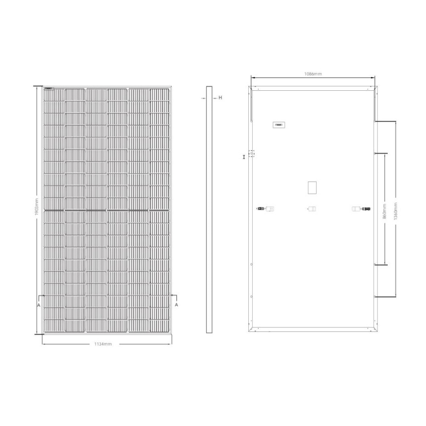 Panel solar fotovoltaico JINKO 460Wp marco negro IP68 Half Cut