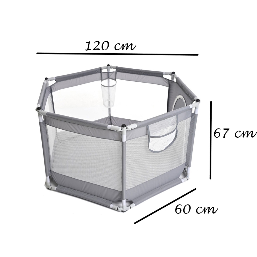 Parque de juegos de 120 cm gris