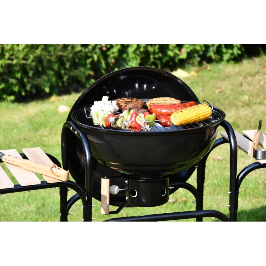 Parrilla de carbón portátil negro/madera