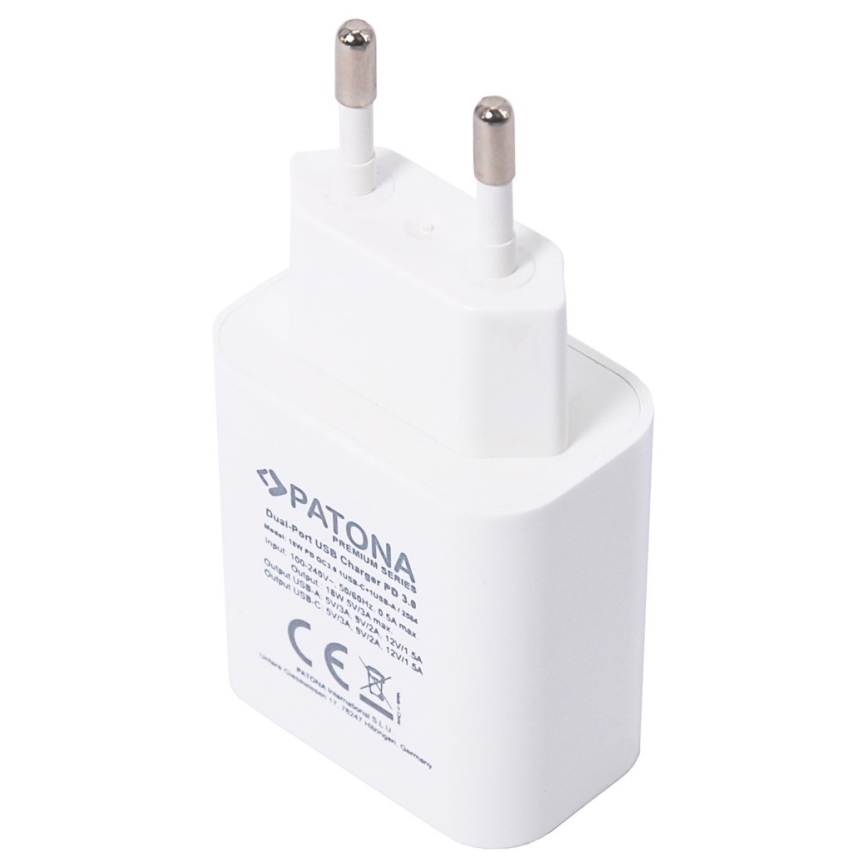 PATONA - Adaptador con salida USB y USB-C 18W Power delivery