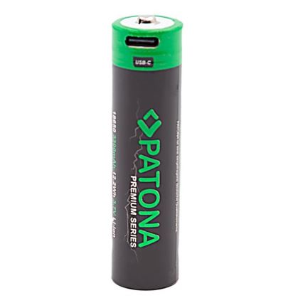 PATONA - Batería 18650 Li-lon 3350mAh PREMIUM 3,7V con cargador USB-C