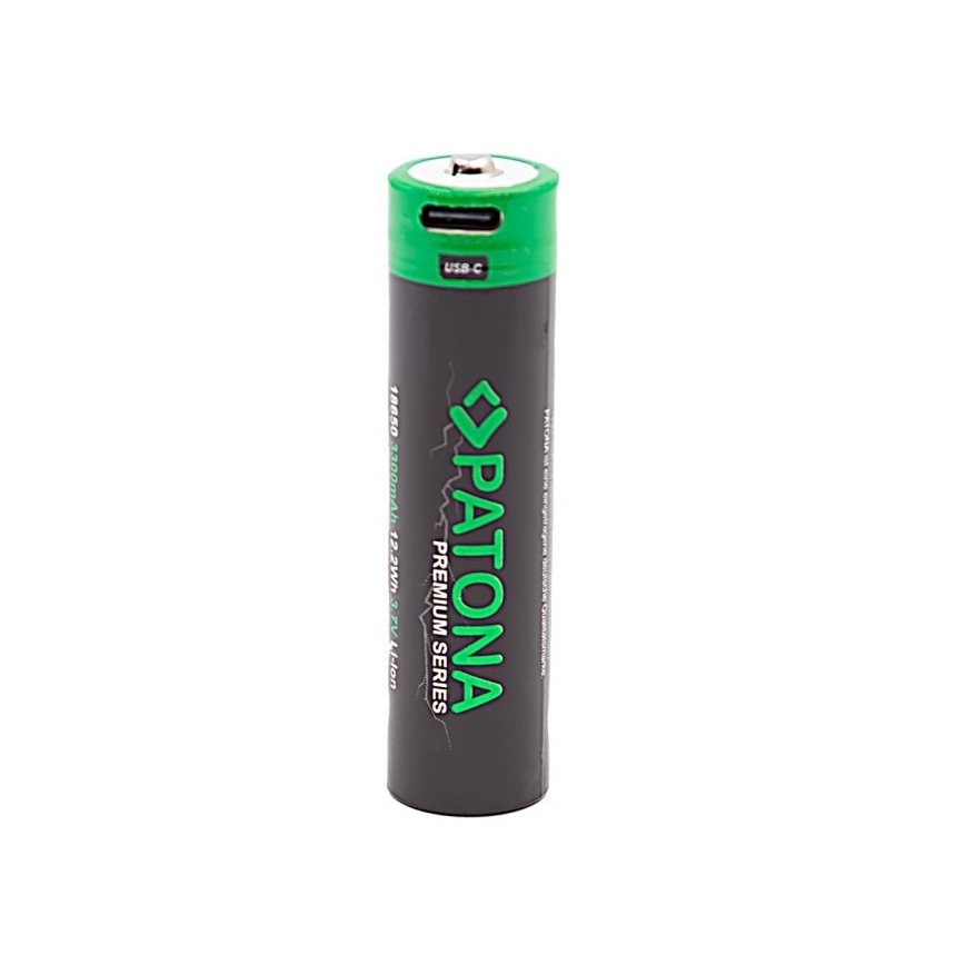 PATONA - Batería 18650 Li-lon 3350mAh PREMIUM 3,7V con cargador USB-C
