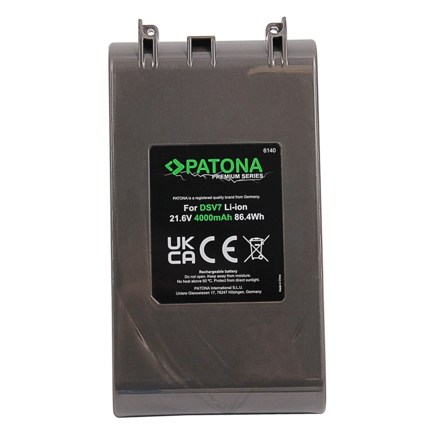 PATONA - Batería Dyson V7 4000mAh Li-lon 21,6V PREMIUM