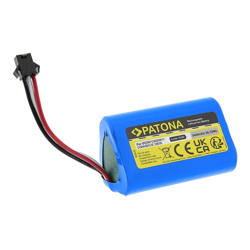 PATONA - Batería Ecovacs Deebot D36 serie 3400mAh Li-lon 10,8V