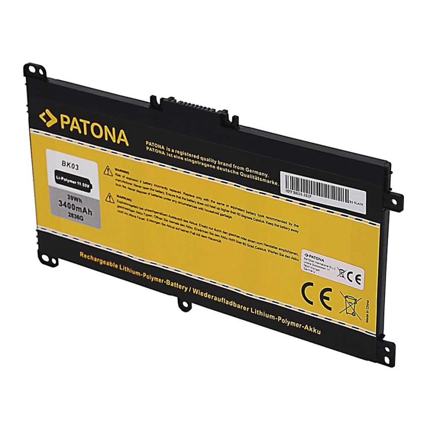 PATONA - Batería HP Pavilion X360 3400mAh Li-Pol 11,55V BK03XL