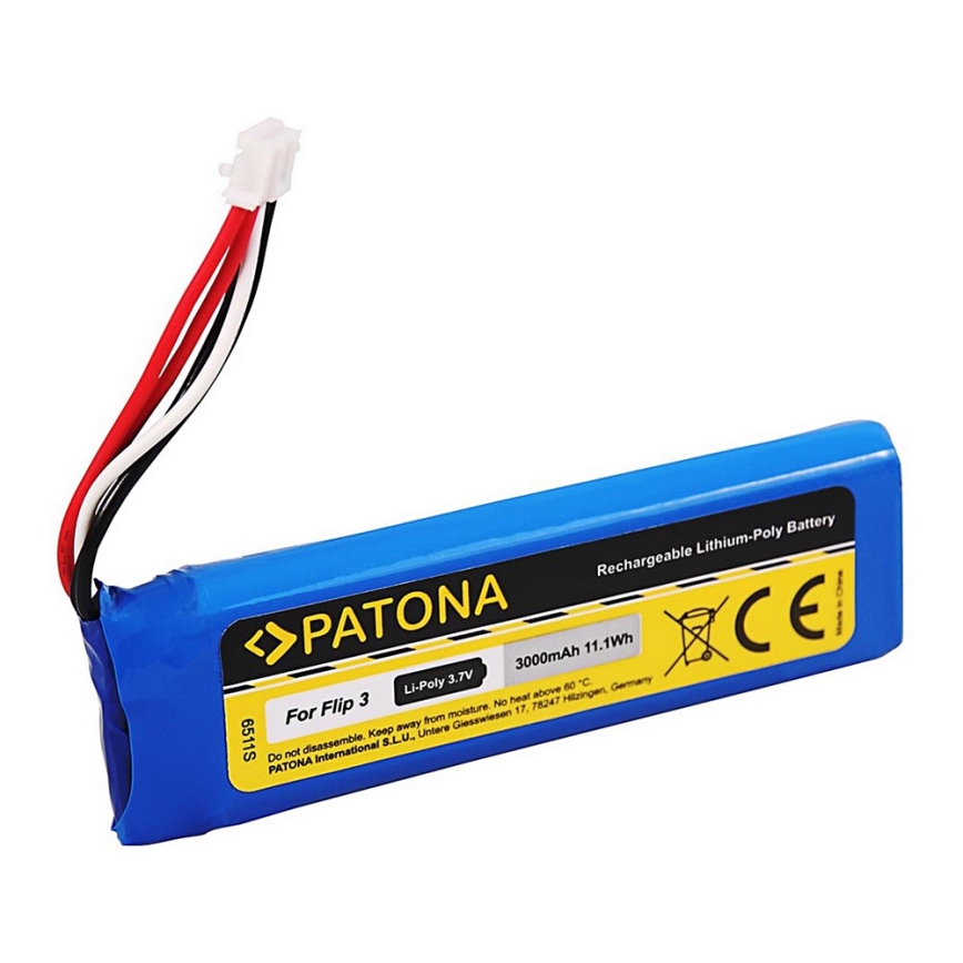 PATONA - Batería JBL Flip 3 3000mAh 3.7V Li-Pol