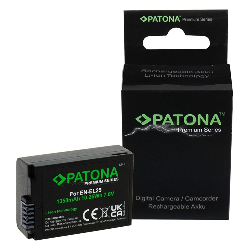 PATONA - Batería Nikon EN-EL25 1350mAh Li-Ion 7,6V Premium Z50/Z fc