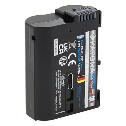 PATONA - Batería para Nikon EN-EL15C 2600 mAh Li-Ion Platinum con USB-C