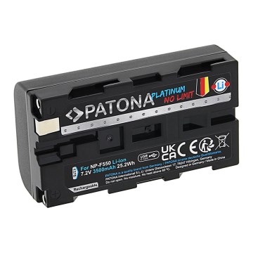 PATONA - Batería recargable Sony NP-F550/F330/F570 3500mAh Li-Ion Platinum con carga USB-C