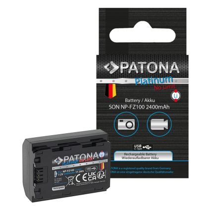 PATONA - Batería Sony NP-FZ100 2400mAh Li-Ion Platinum USB-C