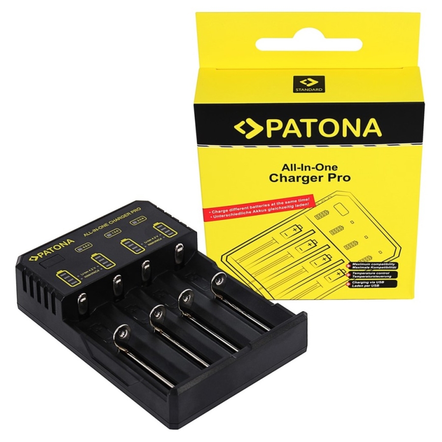 PATONA - Cargador de pilas AA/AAA/18650/14500/CR123A