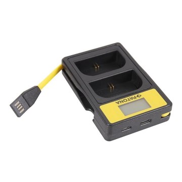 PATONA - Cargador Dual para Fuji NP-W126 con pantalla LCD y USB