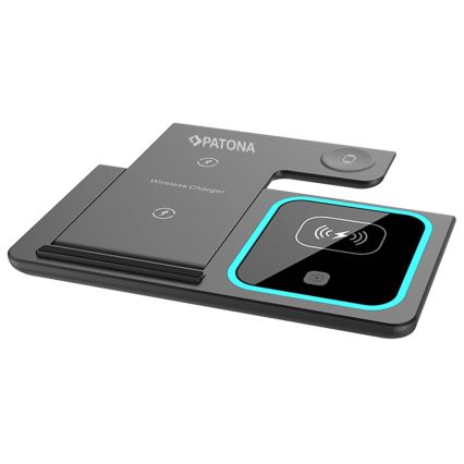 PATONA - Cargador inalámbrico 3en1 para iPhone negro