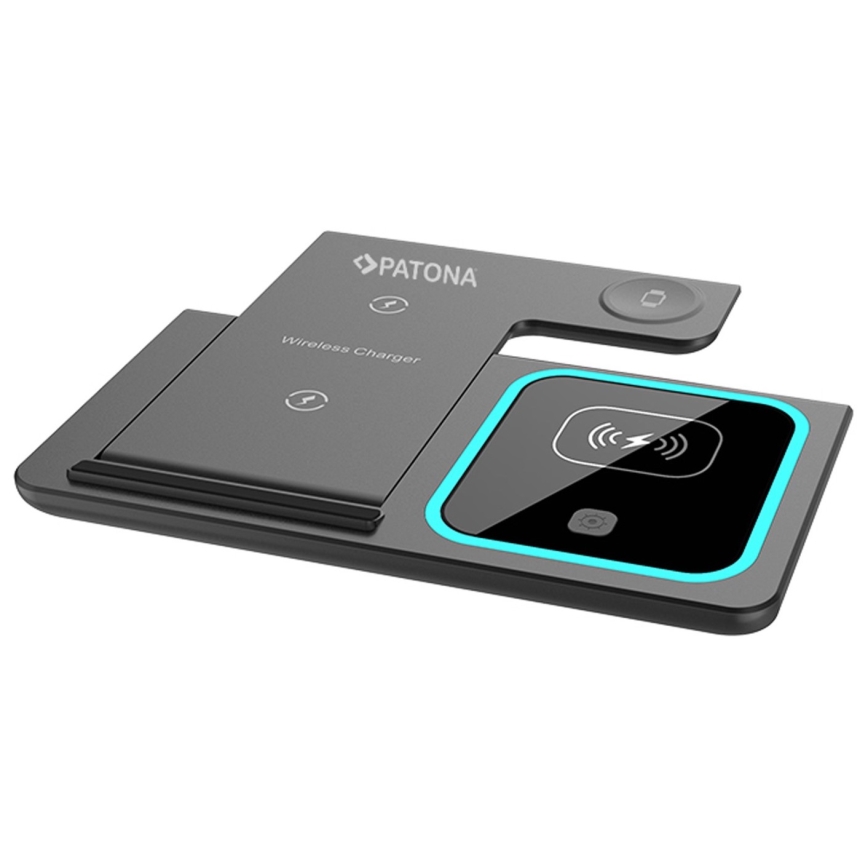 PATONA - Cargador inalámbrico 3en1 para iPhone negro