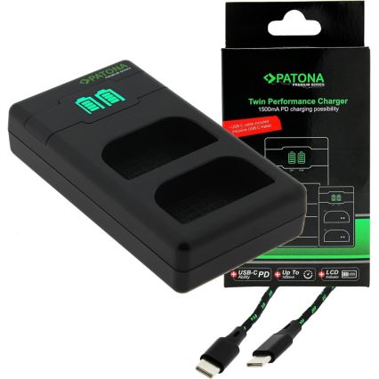 PATONA - Cargador rápido doble Olympus BLX-1 + cable USB-C 0,6m