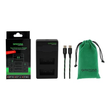 PATONA - Cargador rápido dual para Fuji NP-W126 + cable USB-C de 0,6 m