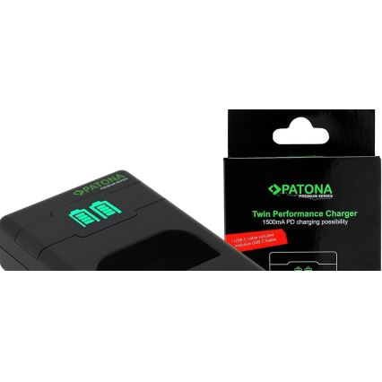 PATONA - Cargador rápido Dual Sony NP-FW50 + cable USB-C 0,6m