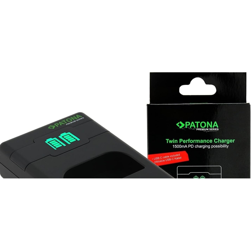PATONA - Cargador rápido Dual Sony NP-FW50 + cable USB-C 0,6m