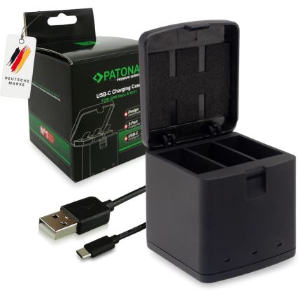 PATONA - Cargador Triple GoPro Hero 9/Hero 10/Hero 11/Hero 12