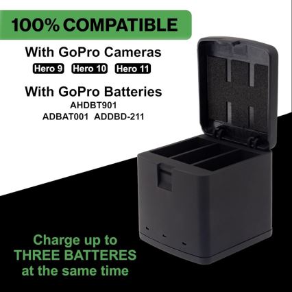 PATONA - Cargador Triple GoPro Hero 9/Hero 10/Hero 11/Hero 12