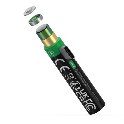 PATONA - SET 4x Batería AAA/LR03 Li-Pol 500mAh 1,5V con carga USB-C