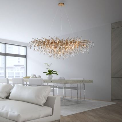 Paul Neuhaus 2031-11 - Lámpara colgante ICICLE 15xG9/40W/230V 75x150 cm latón