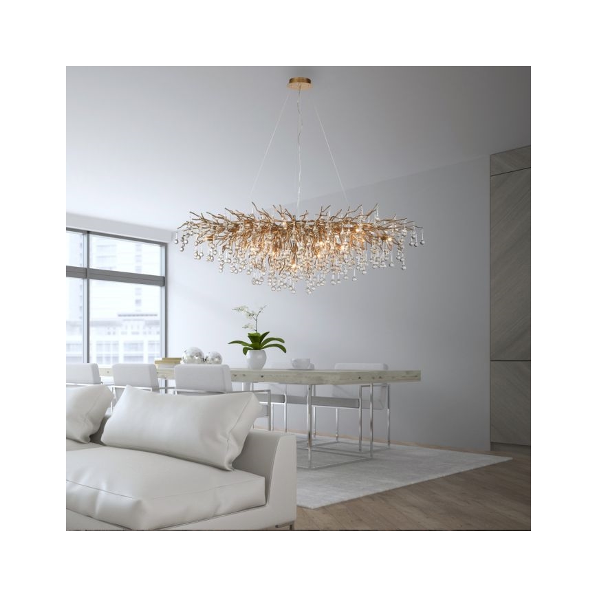 Paul Neuhaus 2031-11 - Lámpara colgante ICICLE 15xG9/40W/230V 75x150 cm latón