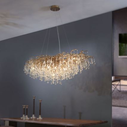 Paul Neuhaus 2031-11 - Lámpara colgante ICICLE 15xG9/40W/230V 75x150 cm latón