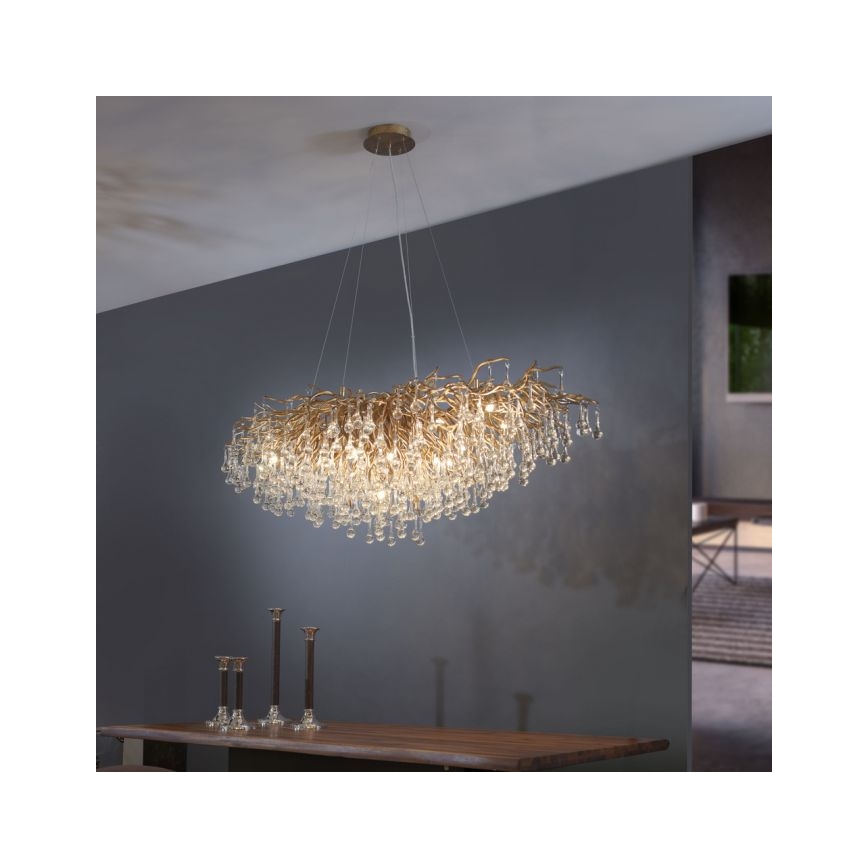 Paul Neuhaus 2031-11 - Lámpara colgante ICICLE 15xG9/40W/230V 75x150 cm latón