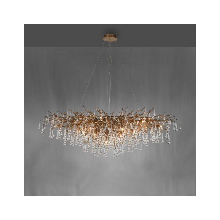 Paul Neuhaus 2031-11 - Lámpara colgante ICICLE 15xG9/40W/230V 75x150 cm latón