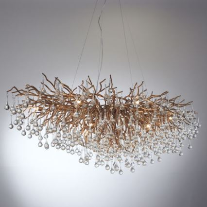 Paul Neuhaus 2031-11 - Lámpara colgante ICICLE 15xG9/40W/230V 75x150 cm latón