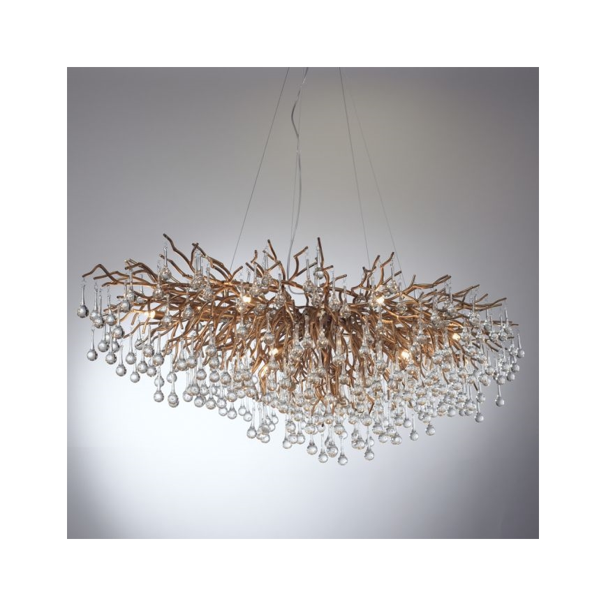 Paul Neuhaus 2031-11 - Lámpara colgante ICICLE 15xG9/40W/230V 75x150 cm latón