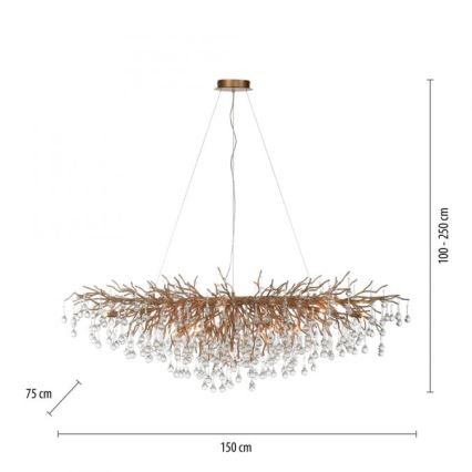 Paul Neuhaus 2031-11 - Lámpara colgante ICICLE 15xG9/40W/230V 75x150 cm latón