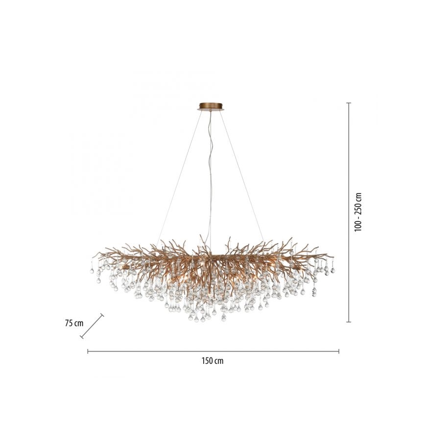 Paul Neuhaus 2031-11 - Lámpara colgante ICICLE 15xG9/40W/230V 75x150 cm latón