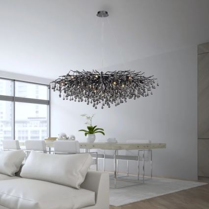 Paul Neuhaus 2031-18 - Lámpara colgante con cable ICICLE 15xG9/40W/230V 75x150 cm negra