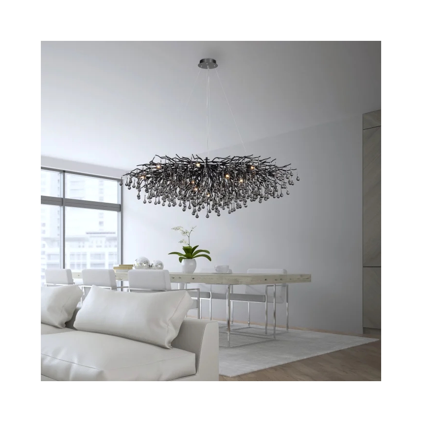 Paul Neuhaus 2031-18 - Lámpara colgante con cable ICICLE 15xG9/40W/230V 75x150 cm negra