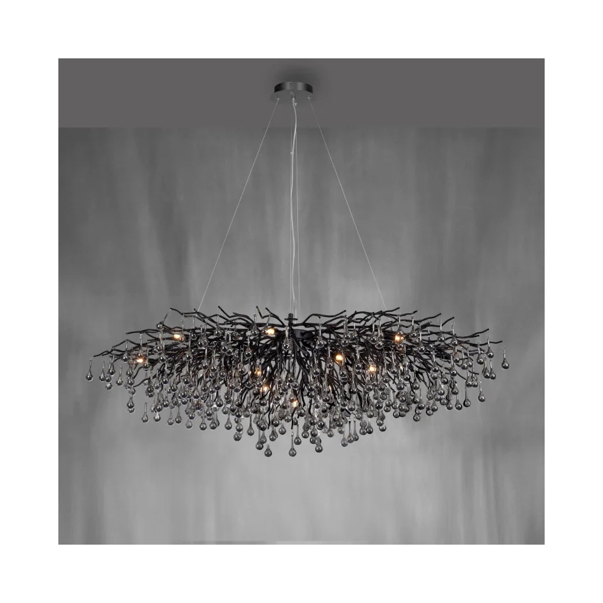 Paul Neuhaus 2031-18 - Lámpara colgante con cable ICICLE 15xG9/40W/230V 75x150 cm negra