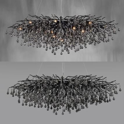 Paul Neuhaus 2031-18 - Lámpara colgante con cable ICICLE 15xG9/40W/230V 75x150 cm negra