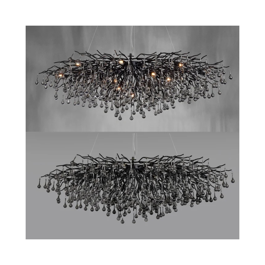 Paul Neuhaus 2031-18 - Lámpara colgante con cable ICICLE 15xG9/40W/230V 75x150 cm negra