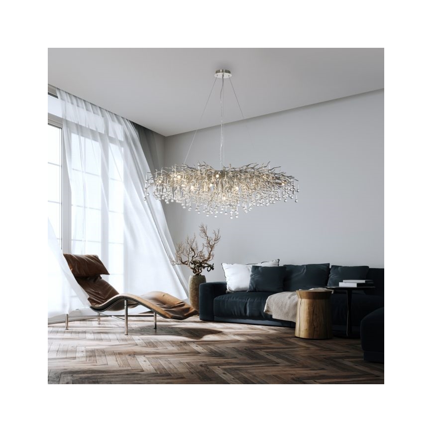 Paul Neuhaus 2031-55 - Lámpara colgante ICICLE 15xG9/40W/230V 75x150 cm cromo brillante