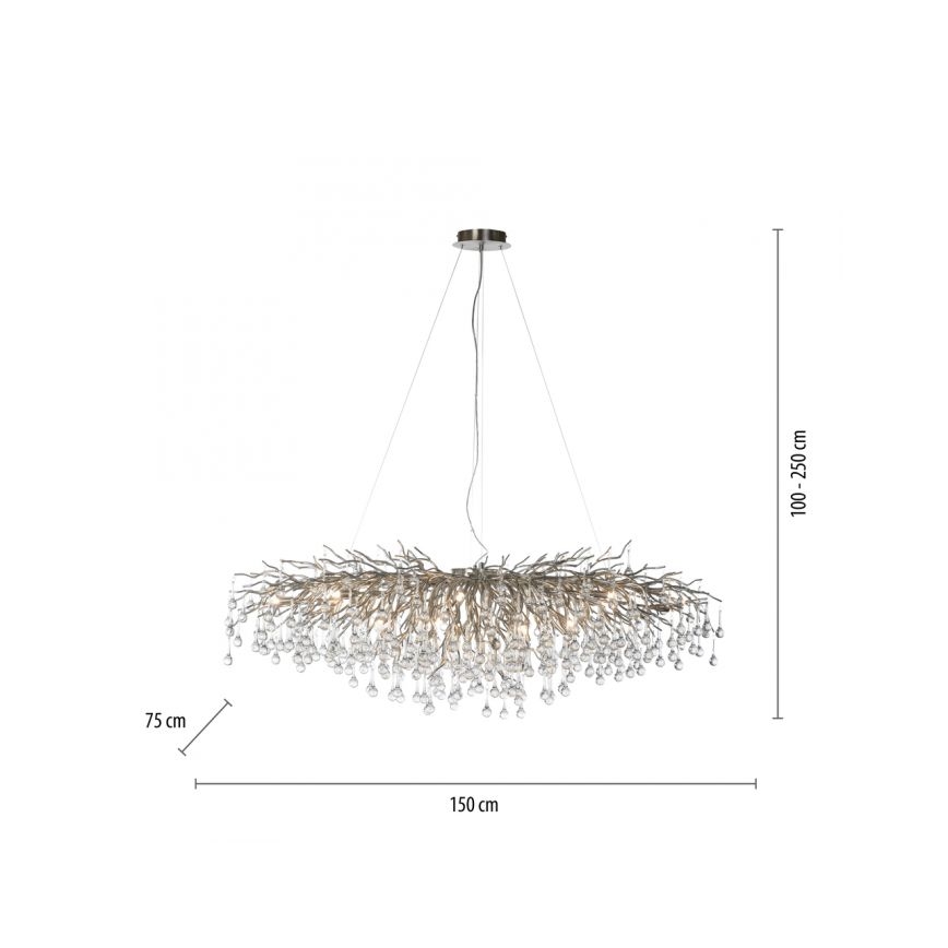 Paul Neuhaus 2031-55 - Lámpara colgante ICICLE 15xG9/40W/230V 75x150 cm cromo brillante
