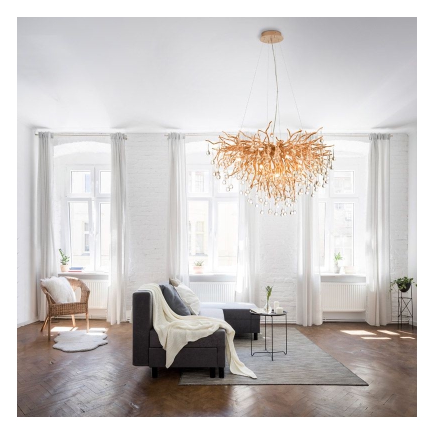Paul Neuhaus 2192-11 - Lámpara colgante ICICLE 10xG9/40W/230V 50x100 cm latón