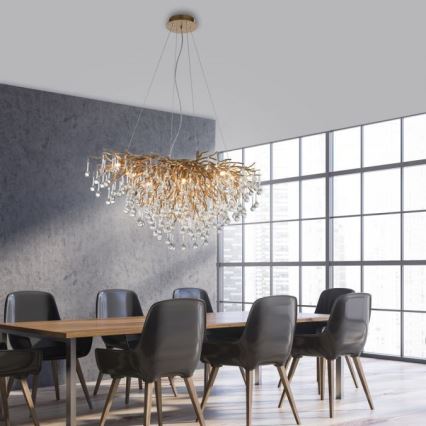 Paul Neuhaus 2192-11 - Lámpara colgante ICICLE 10xG9/40W/230V 50x100 cm latón