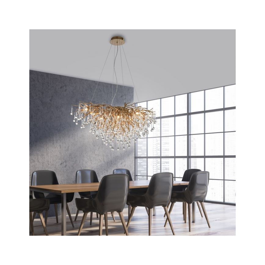 Paul Neuhaus 2192-11 - Lámpara colgante ICICLE 10xG9/40W/230V 50x100 cm latón