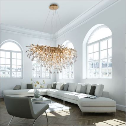Paul Neuhaus 2192-11 - Lámpara colgante ICICLE 10xG9/40W/230V 50x100 cm latón