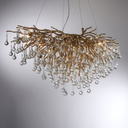 Paul Neuhaus 2192-11 - Lámpara colgante ICICLE 10xG9/40W/230V 50x100 cm latón