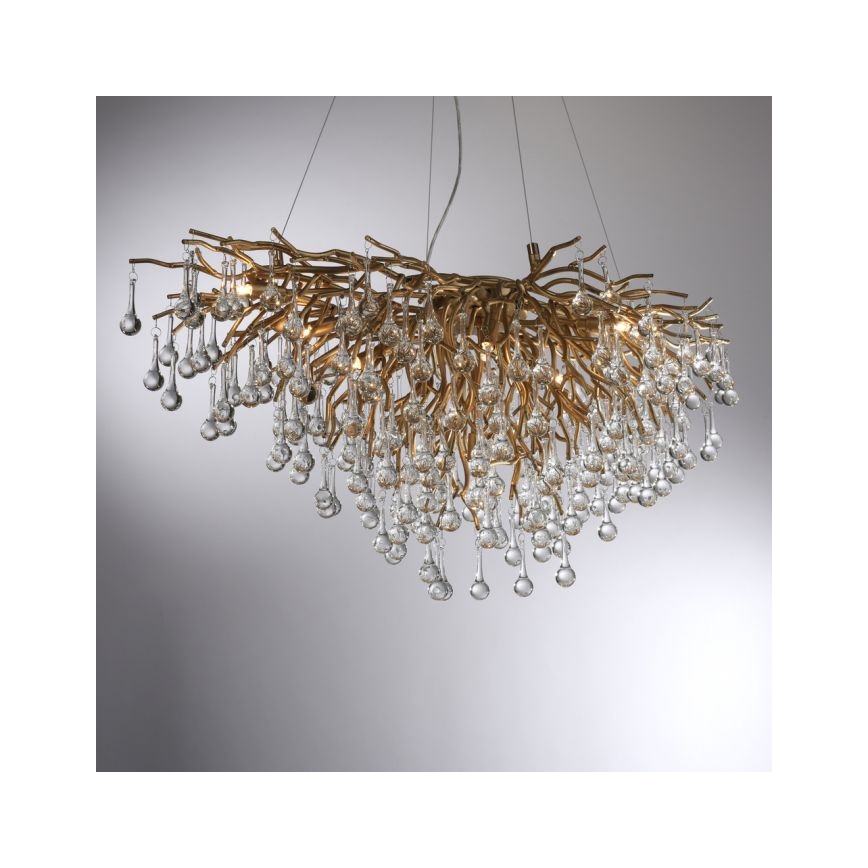 Paul Neuhaus 2192-11 - Lámpara colgante ICICLE 10xG9/40W/230V 50x100 cm latón
